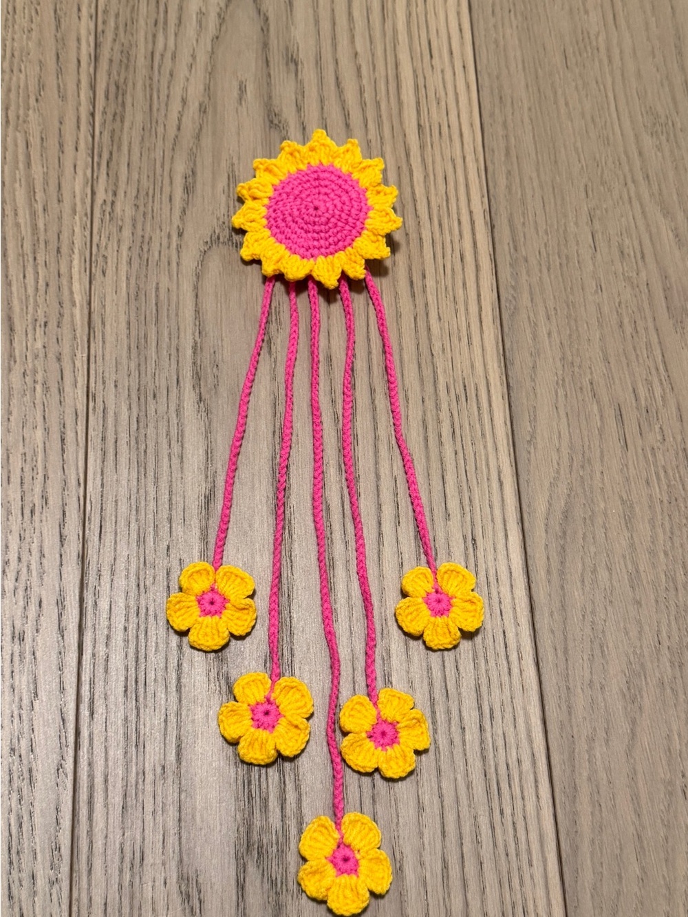 Handmade Pink & Yellow Crochet Flower Hair Accessory
